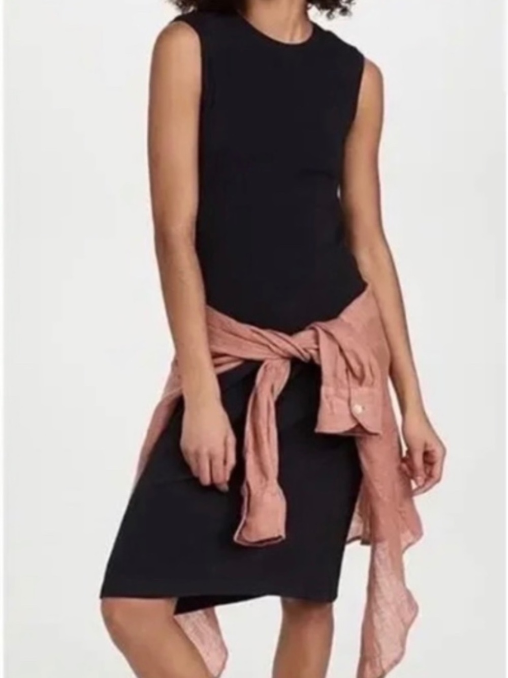 AMO Rib Knit Tank Dress Black M NWT 100% Cotton Midi Minimalist Capsule USA Made - Picture 2 of 9